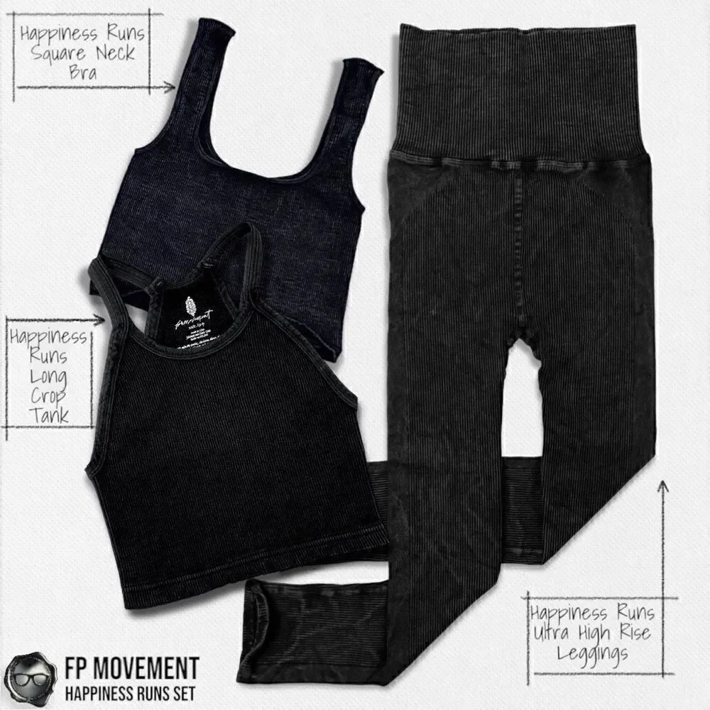 FP MOVEMENT HAPPINESS RUNS SQUARE NECK BRA + LONG TANK + HIGH RISE LEGGING BLACK - Picture 12 of 12